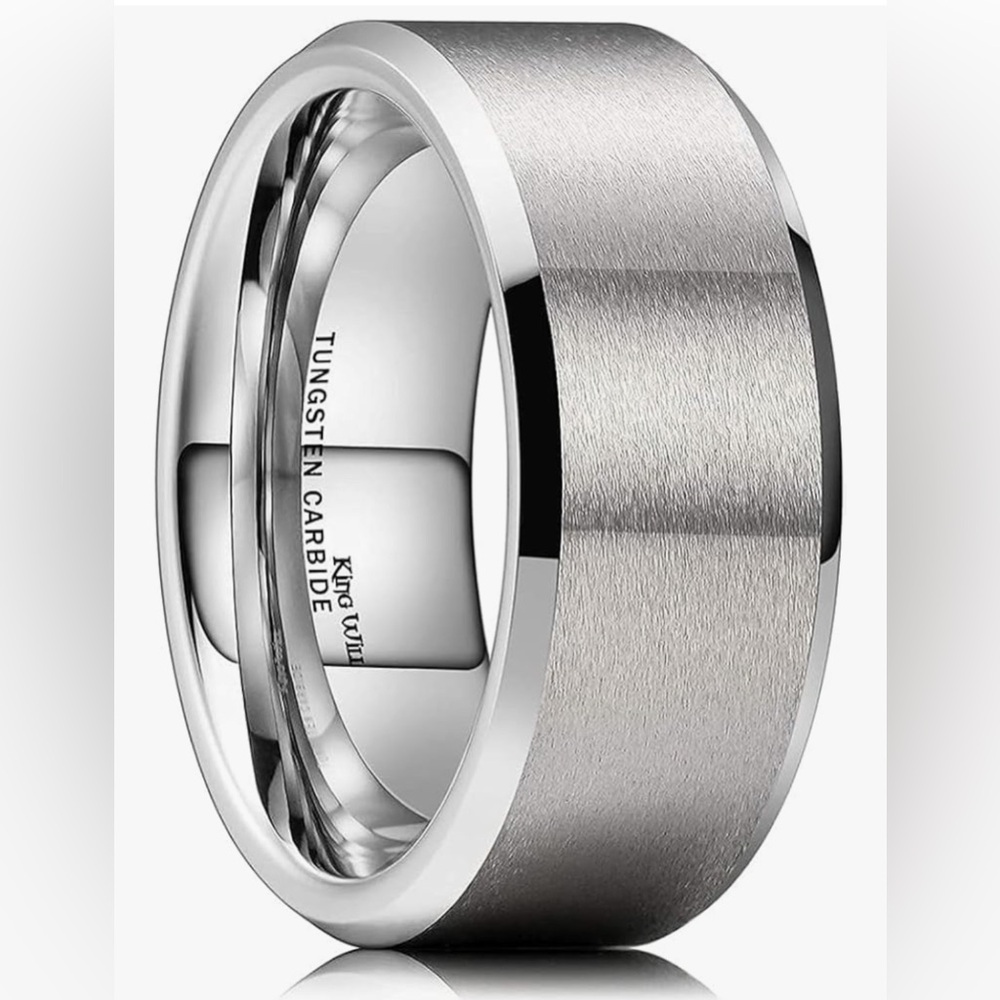 Men’s King Will Tungsten Carbide Wedding Band Ring Size 10 Silver